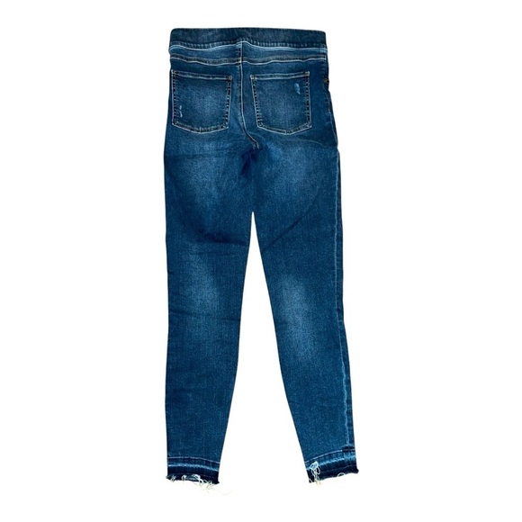 Spanx distressed skinny jeans raw hem size small medium wash blue shapewear - Picture 6 of 15